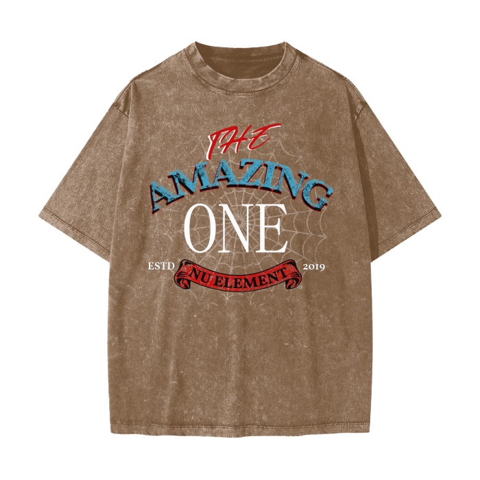 Streetwear American Vintage Waxed Dyed Washed Heavyweight 100% Cotton T-Shirt