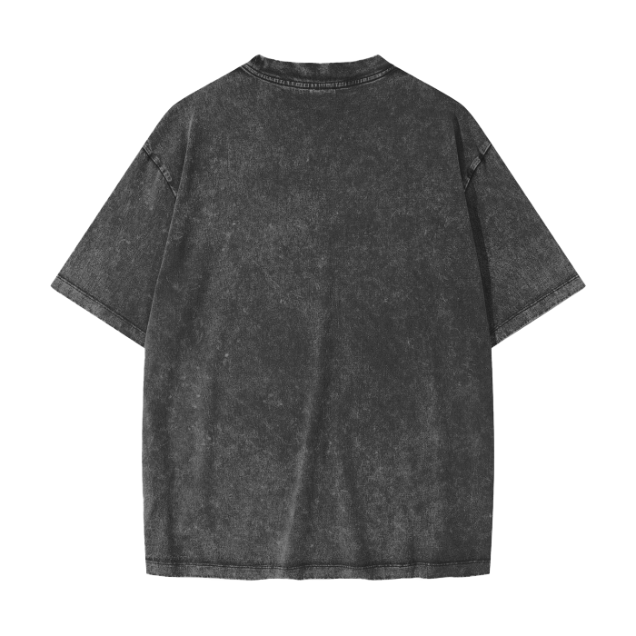 Streetwear American Vintage Waxed Dyed Washed Heavyweight 100% Cotton T-Shirt
